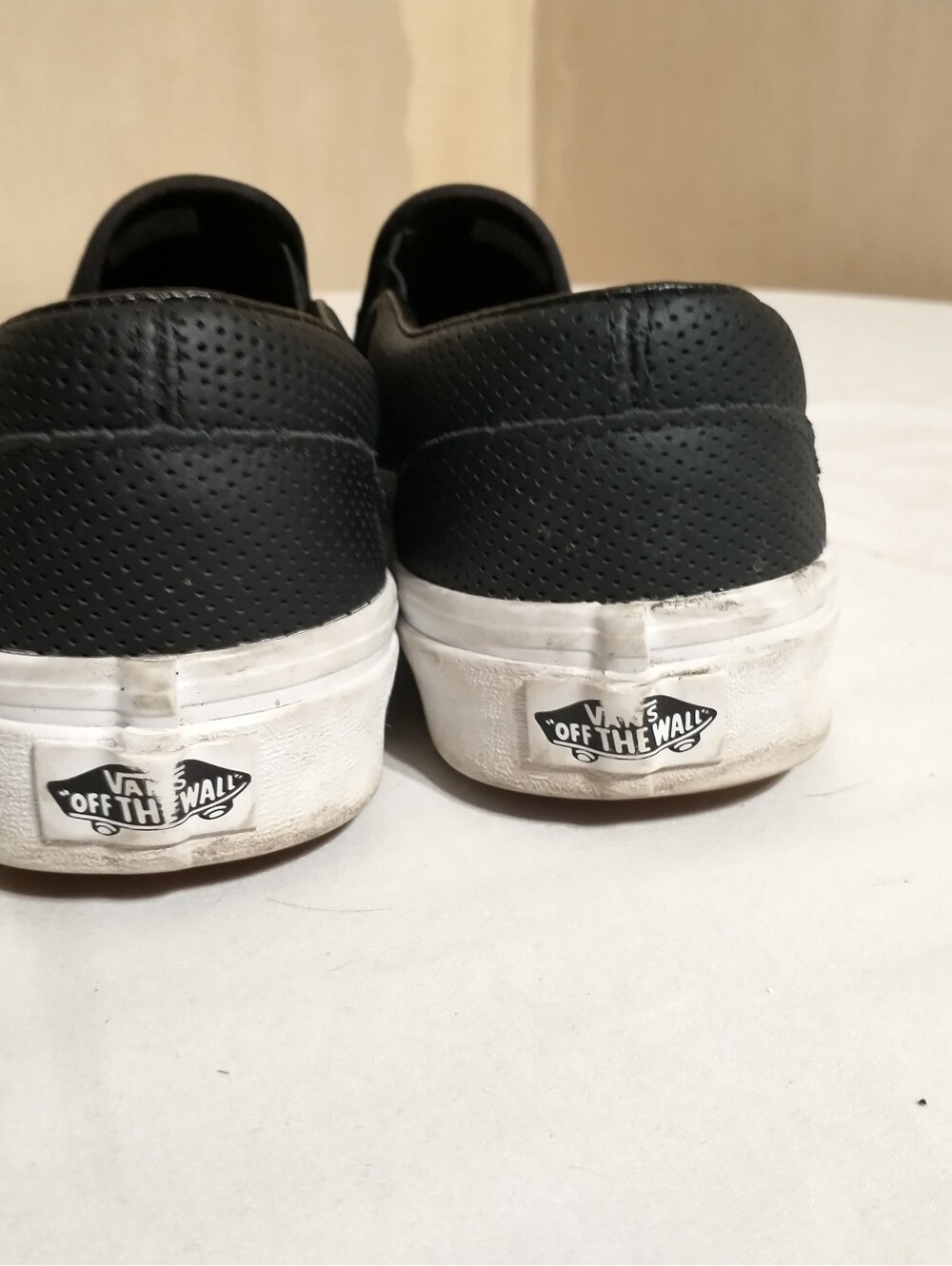 Vans Black Perforated Leather Slip-On Sneakers - Picture 5 of 9